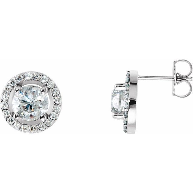 14K White 6.5 mm Round Forever One™  Lab-Grown Moissanite & 3/8 CTW Natural Diamond Earrings
