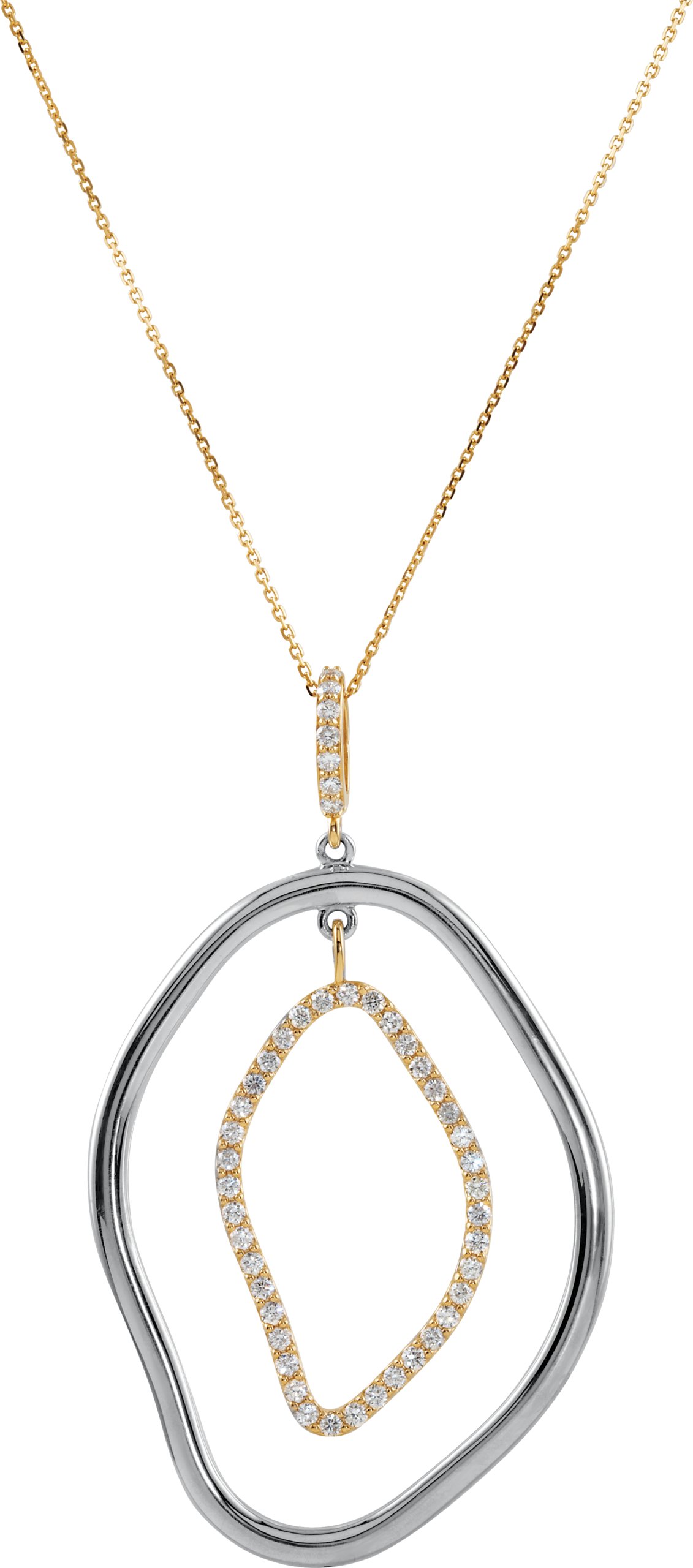 Sterling Silver and 14K Yellow .167 CTW Diamond 18 inch Necklace Ref. 3436892