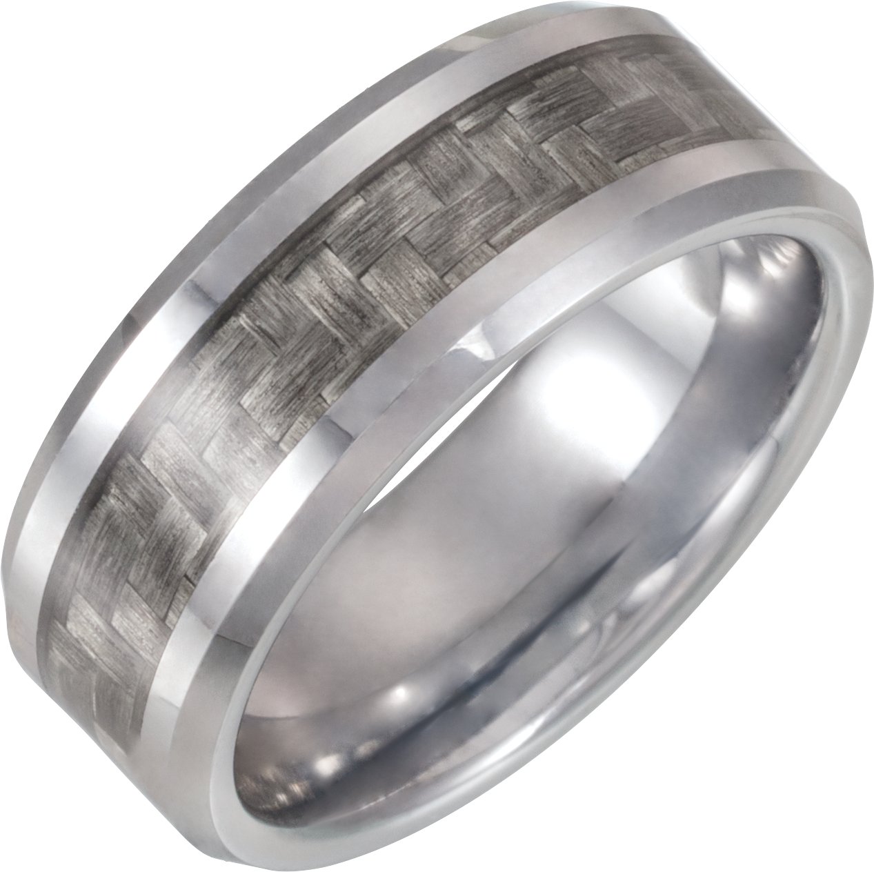 Tungsten 8 mm Band with Carbon Fiber Inlay Size 9.5