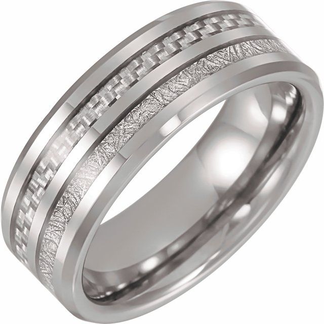 Tungsten Band with Imitation Meteorite & Carbon Fiber Inlay Size 10  