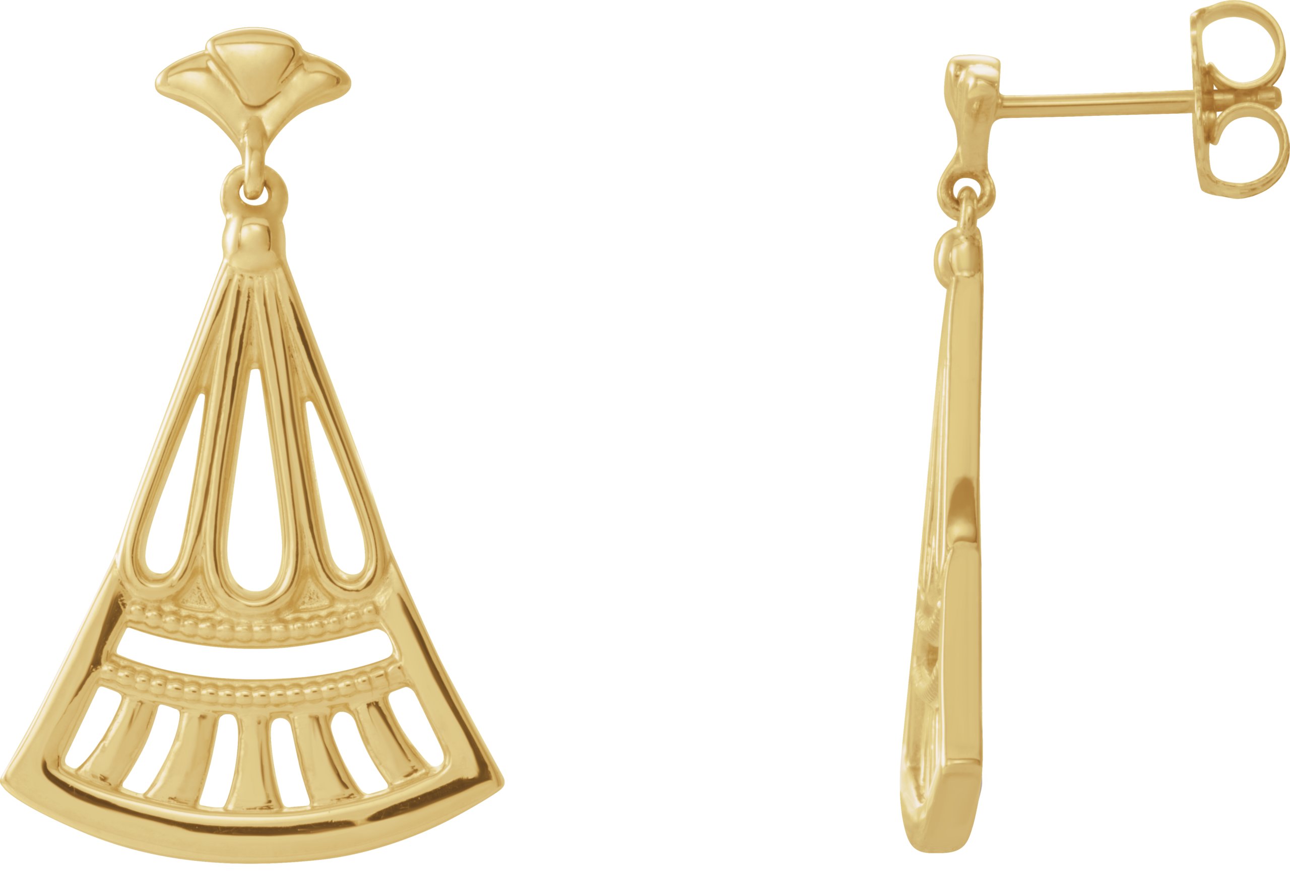 14K Yellow Vintage-Inspired Dangle Earrings    