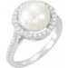 14K White 1.3 mm Round Halo-Style Ring Mounting for 9.5-10 mm Pearl