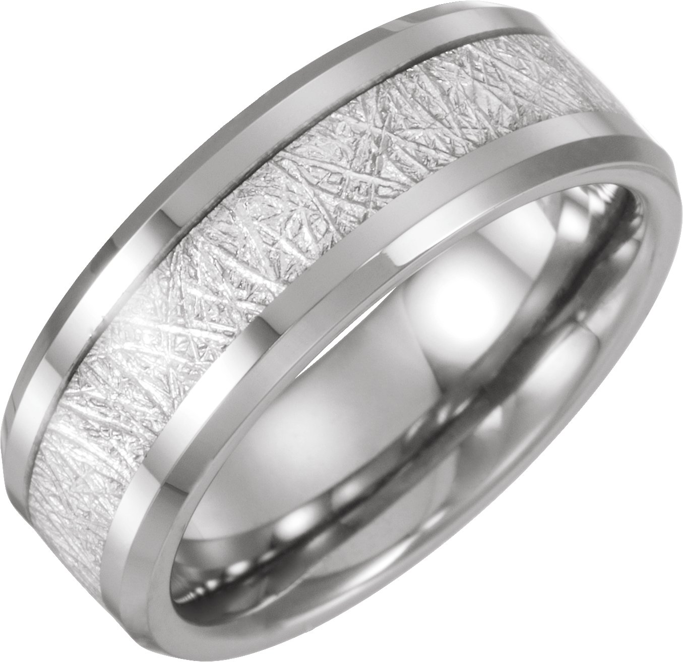 Tungsten Band with Imitation Meteorite Inlay Size 9  