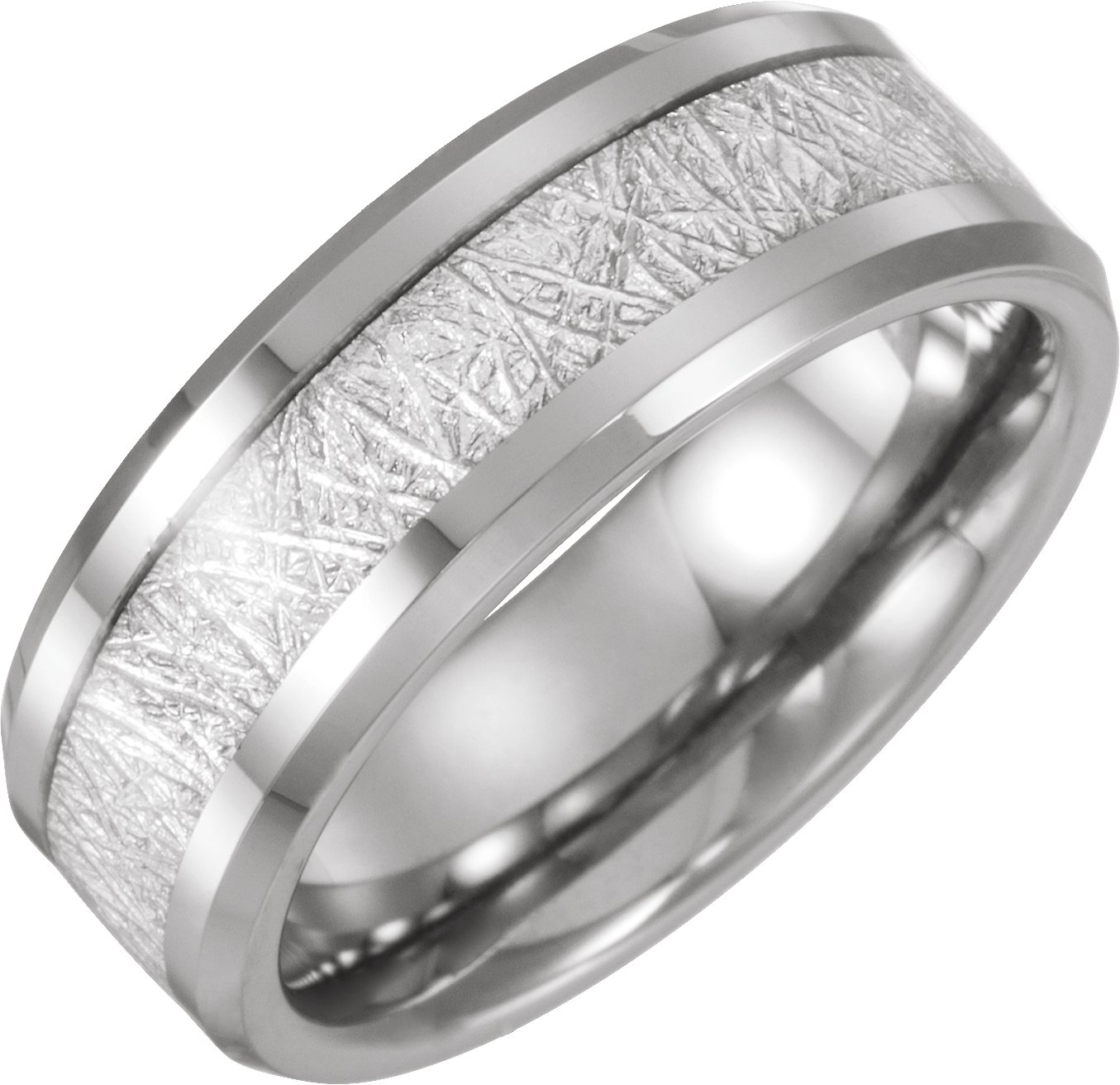 Tungsten Band with Imitation Meteorite Inlay Size 10  