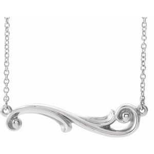Sterling Silver Freeform Bar 18" Necklace   