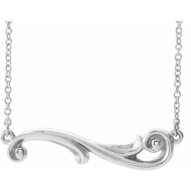 Sterling Silver Freeform Bar 18 Necklace   