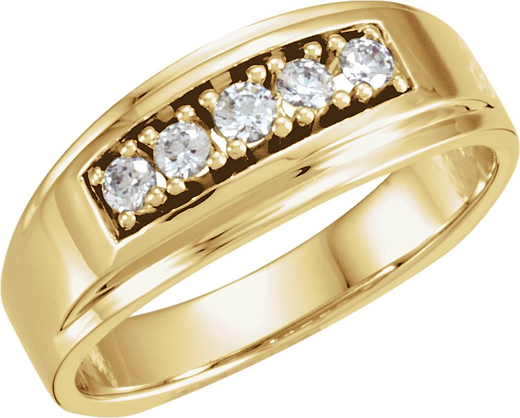 1/3 CTW Natural Diamond Tapered Stepped-Edge Band – 14K Yellow Gold