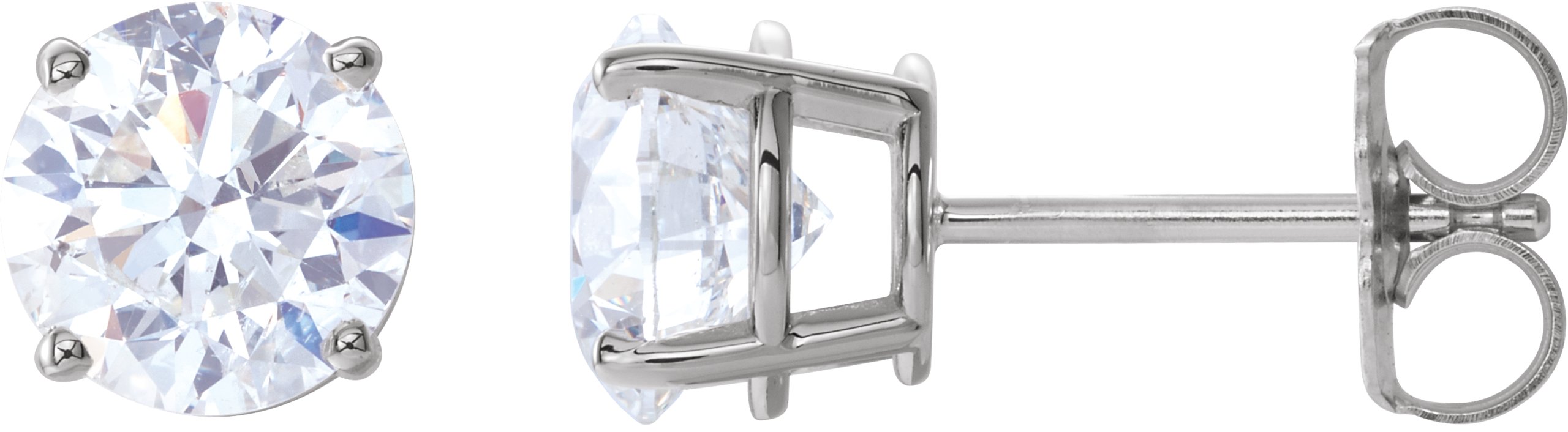 14K White 2 CTW Natural Diamond Stud Earrings with Friction Post