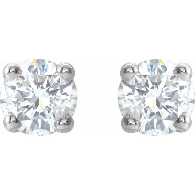 14K White 1/5 CTW Natural Diamond Stud Earrings with Friction Post