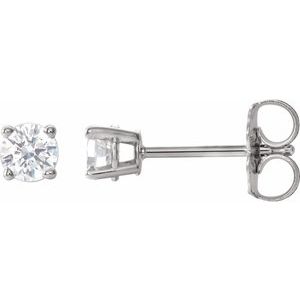 14K White 1/3 CTW Natural Diamond Stud Earrings with Friction Post