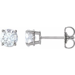14K White 4 mm Natural White Sapphire Stud Earrings with Friction Post