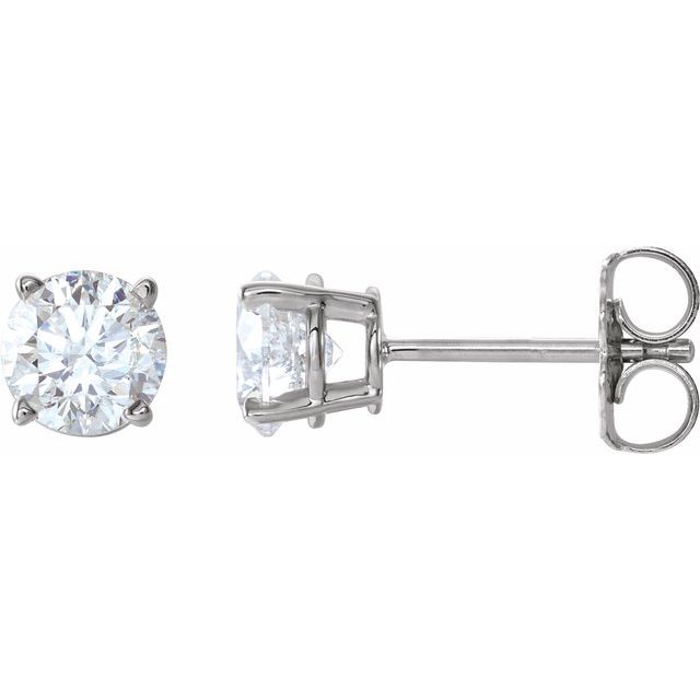 14K White 4 mm Natural White Sapphire Stud Earrings with Friction Post