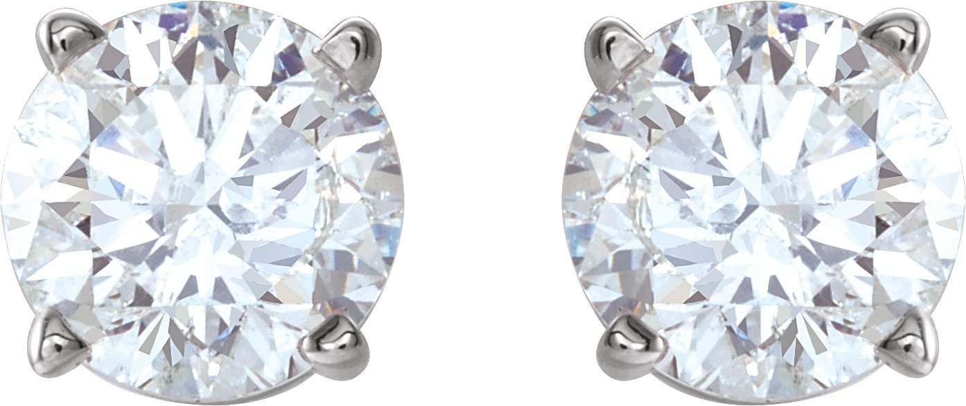 Sterling Silver 7 mm Imitation White Cubic Zirconia Stud Earrings