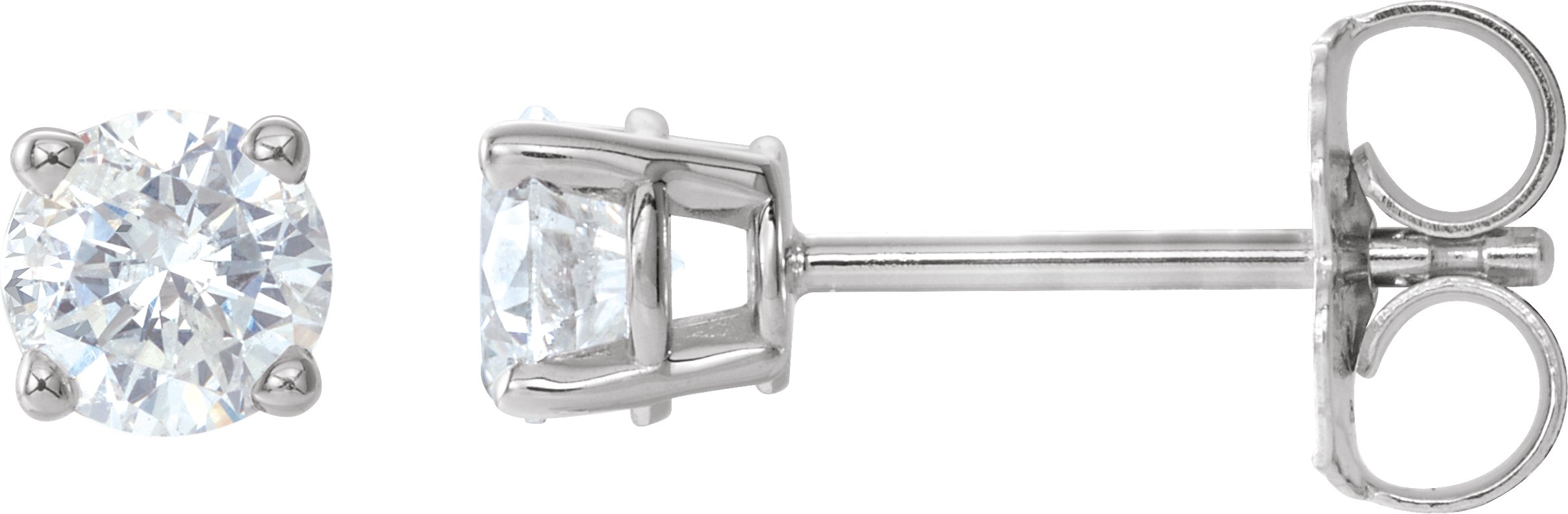 14K White 3/4 CTW Natural Diamond Stud Earrings with Friction Post