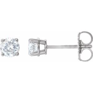 Sterling Silver 4.5 mm Imitation White Cubic Zirconia Earrings with Friction Post