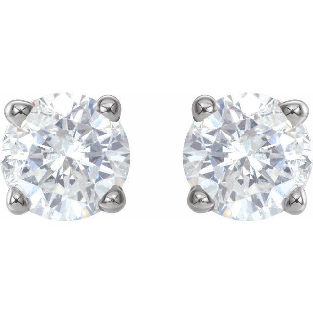 14K White 3/4 CTW Natural Diamond Stud Earrings with Friction Post