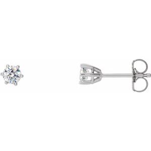 14K White 3.2 mm I3 1/4 CTW Diamond 6-Prong Wire Basket Earrings