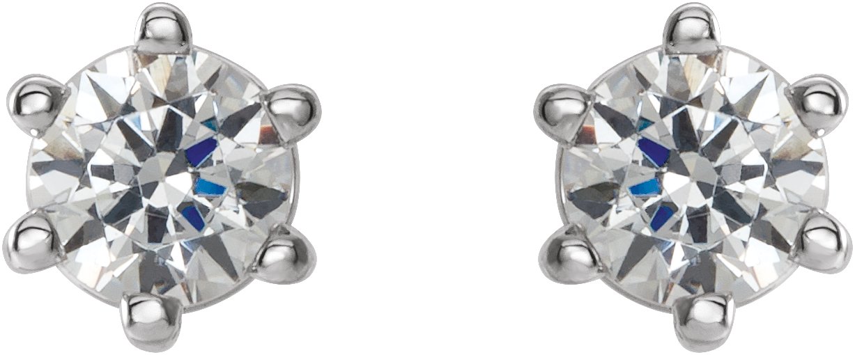 14K White 4.5 mm I2 3/4 CTW Diamond 6-Prong Wire Basket Earrings
