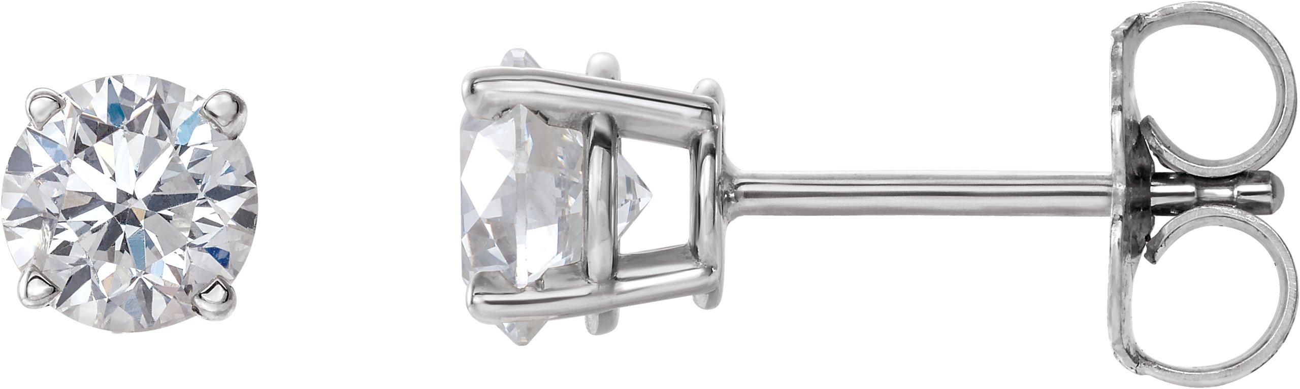 14K White 1 CTW Natural Diamond Stud Earrings with Friction Post