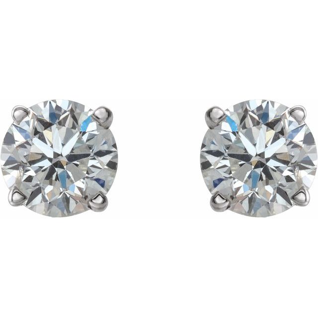 14K White 1 CTW Natural Diamond Stud Earrings with Friction Post