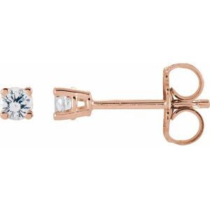 14K Rose 2.5 mm Natural White Sapphire Stud Earrings with Friction Post