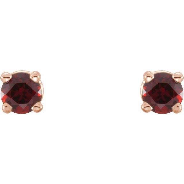 14K Rose 2.5 mm Natural Mozambique Garnet Stud Earrings