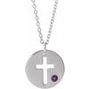 14K White Amethyst Pierced Cross Disc 16 18 inch Necklace Ref. 13377621