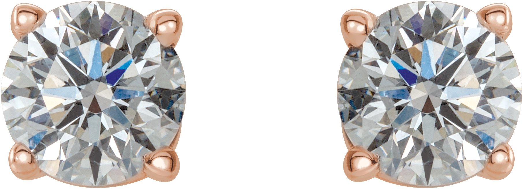 14K Rose 1/2 CTW Natural Diamond Stud Earrings with Friction Post