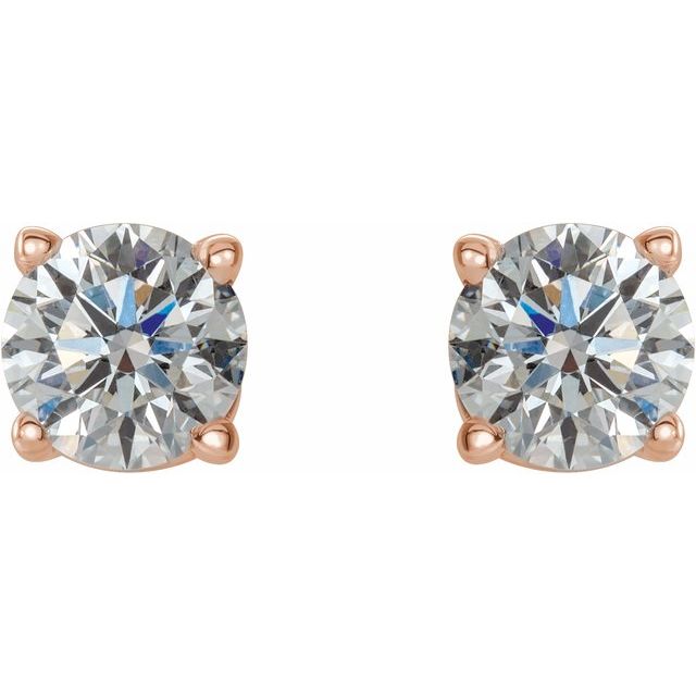 14K Rose 1/2 CTW Natural Diamond Stud Earrings with Friction Post