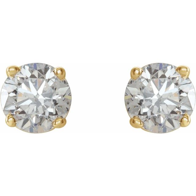 14K Yellow 3/4 CTW Natural Diamond Stud Earrings with Friction Post