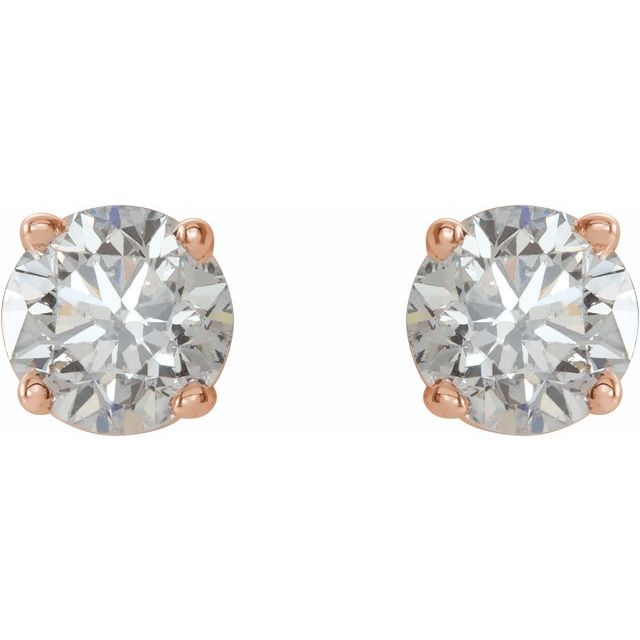 14K Rose 3/4 CTW Natural Diamond Stud Earrings with Friction Post