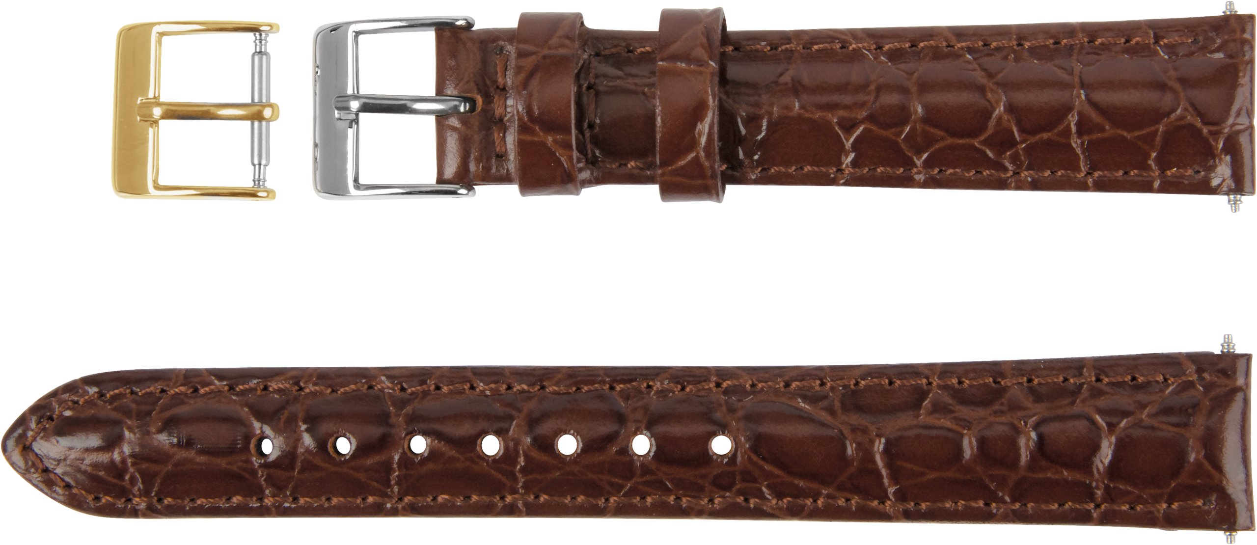 Leather Crocodile Grain Padded Watch Band