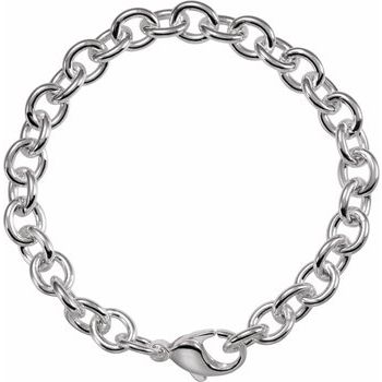 7.75mm Sterling Silver Cable Bracelet with Lobster Clasp 8.5 inch Ref 107548