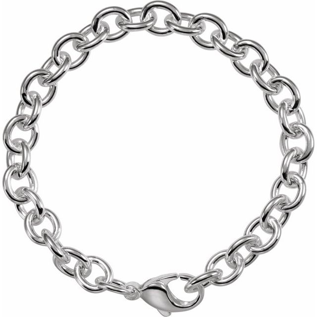 Sterling Silver Cable Link Chain 7.5" Bracelet  