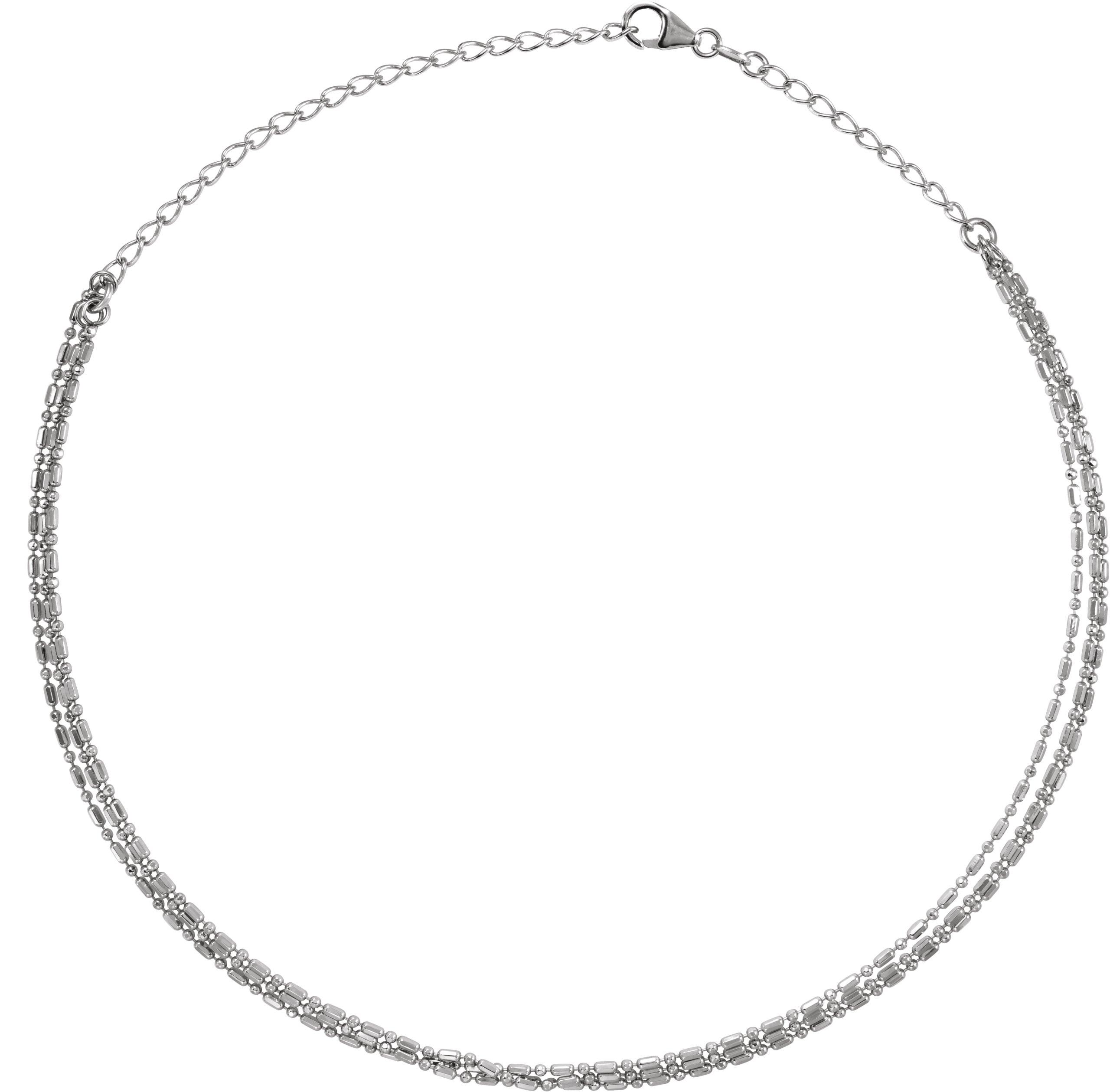 Sterling Silver Adjustable 3-Strand Bead 13-16" Necklace  