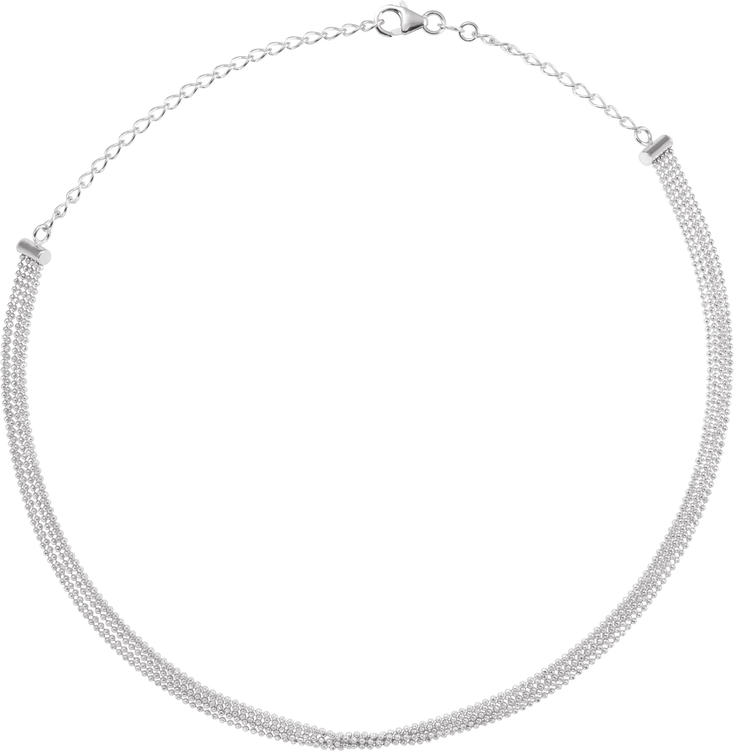 14K White 5 Strand Bead Chain 13 16 inch Choker Ref. 14125281