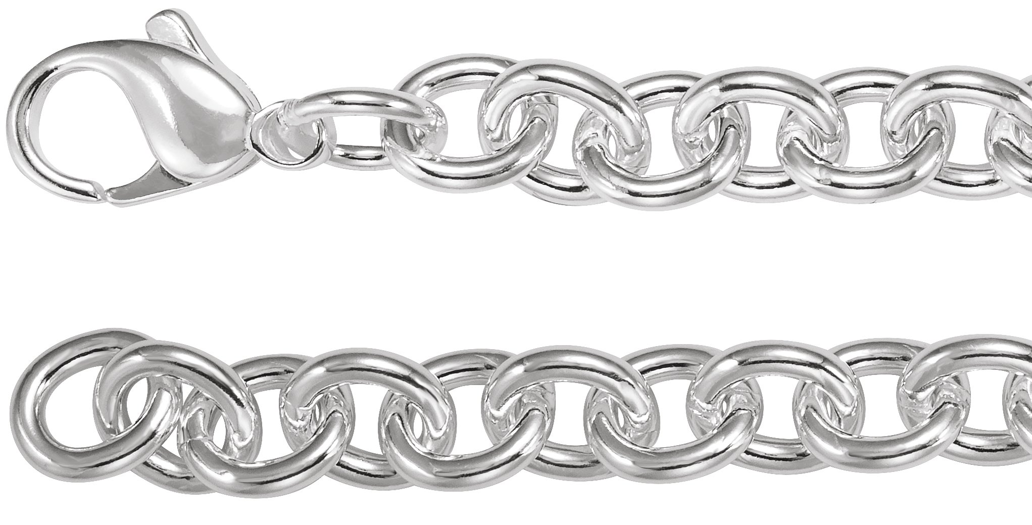 Sterling Silver 7.75 mm Cable 8.5" Bracelet