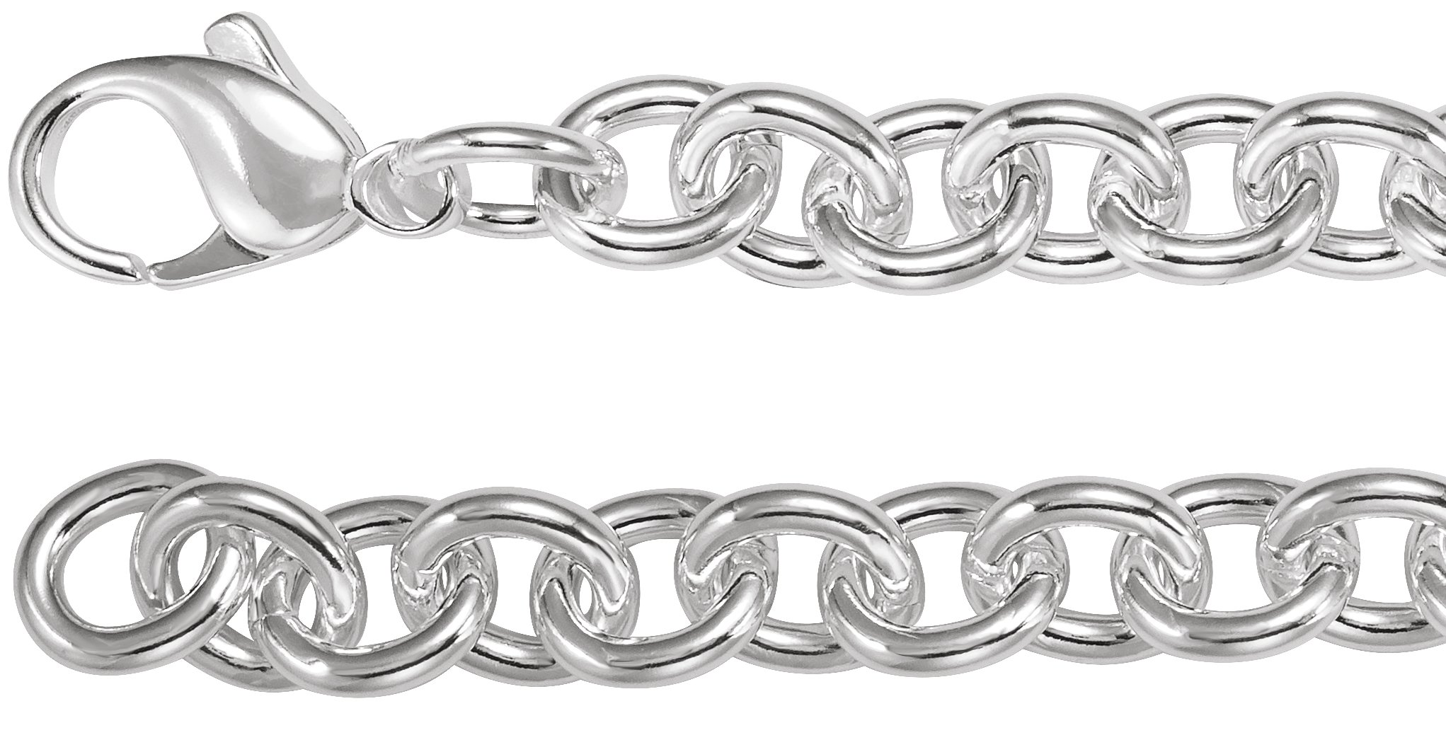 Sterling Silver 7.75 mm Cable 8 1/2 Chain