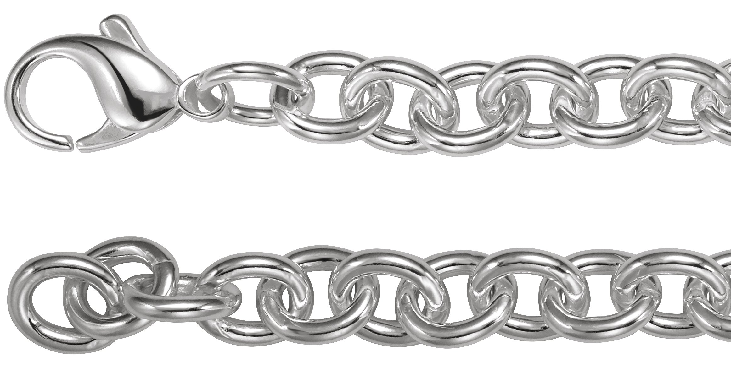 Sterling Silver 7.75 mm Cable 7 1/2 Chain