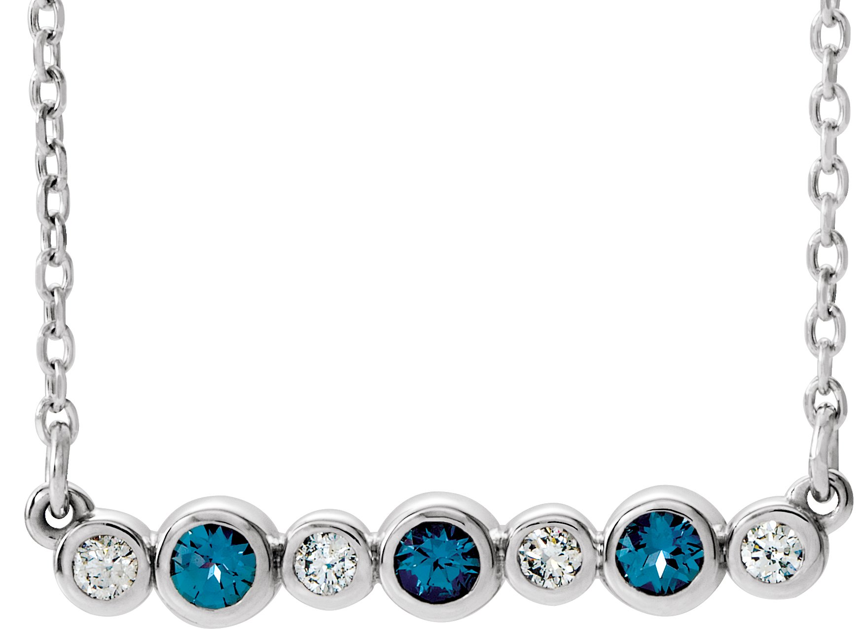 14K White Alexandrite & .08 CTW Diamond Bezel-Set Bar 16-18" Necklace    