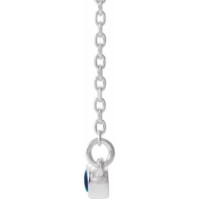 14K White Blue Sapphire & .08 CTW Diamond Bezel-Set Bar 16-18 Necklace       
