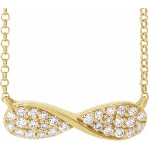 14K Yellow 1/6 CTW Diamond Infinity-Inspired 15-17" Necklace    