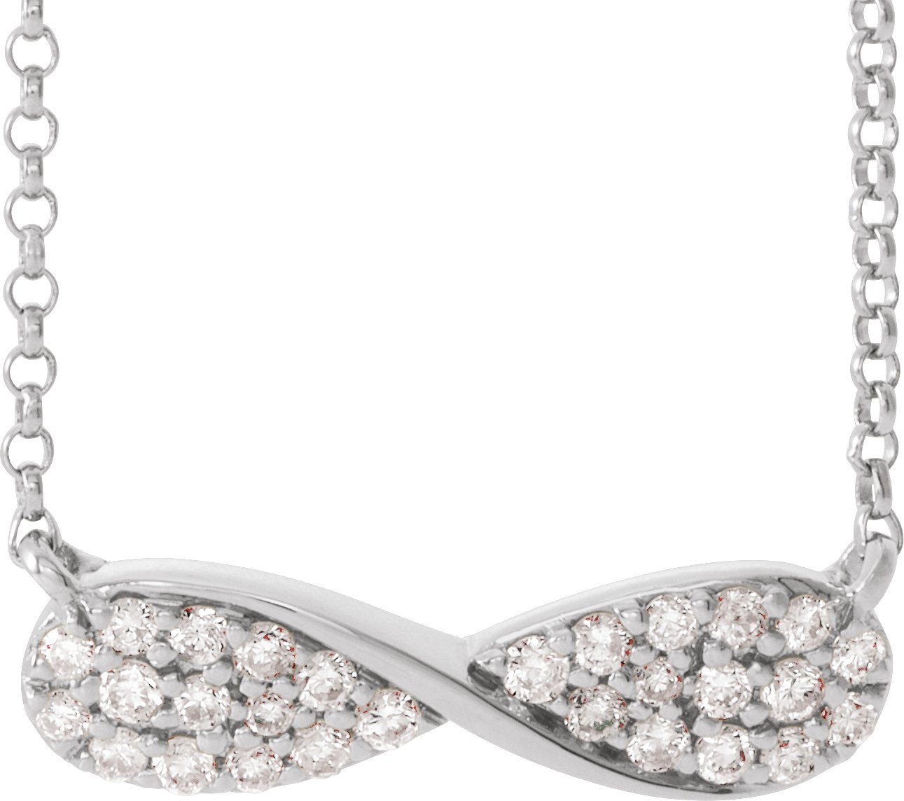 14K White 1/6 CTW Natural Diamond Infinity-Inspired 15-17" Necklace    