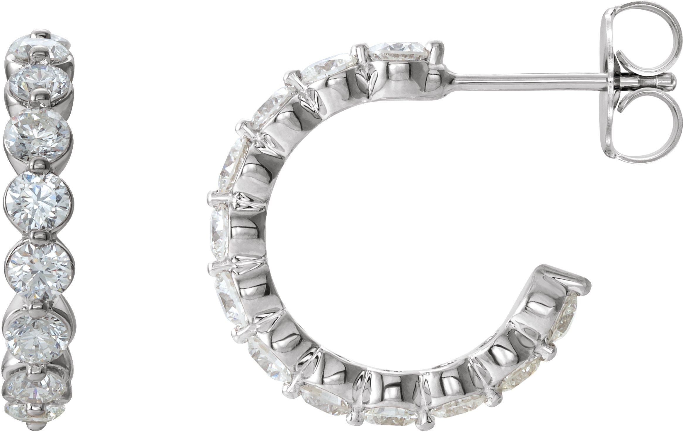 14K White 16.5 mm 1 3/8 CTW Natural Diamond Huggie Earrings