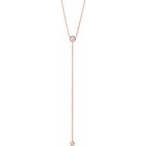 14K Rose 1/5 CTW Natural Diamond Bar Y 15-17" Necklace