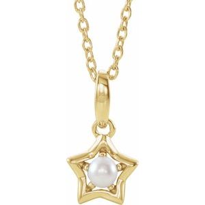 14K Yellow 3 mm Round June Youth Star Birthstone 15" Necklace