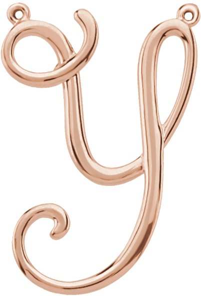 14K Rose Script Initial Y Necklace Center