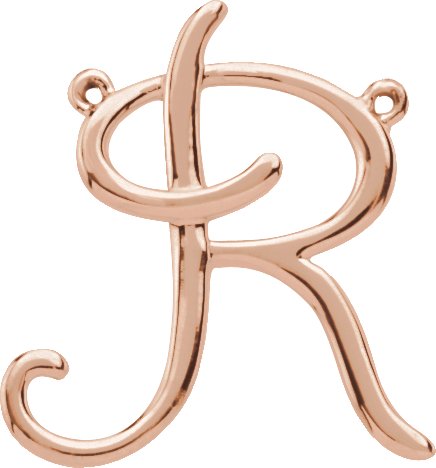 14K Rose Script Initial R Necklace Center