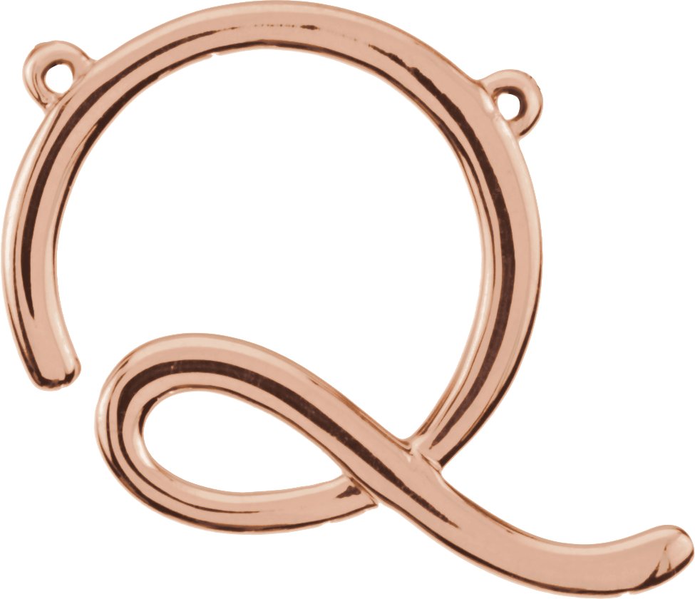 14K Rose Script Initial Q Necklace Center