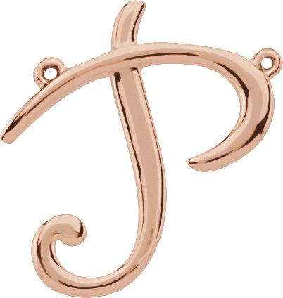 14K Rose Script Initial P Necklace Center